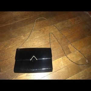 Black satchel evening bag